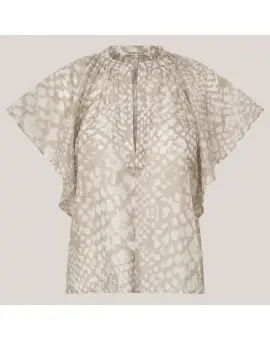 Shades Blouse mønsteret top i sandfarvet - Sommer SALE - 50%