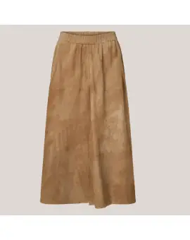 PBOJono skirt, lang ruskindsnederdel i camel - Nederdele