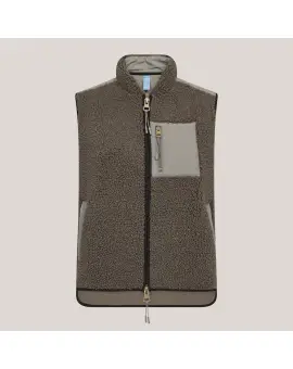 MMRowe Eli Teddy Vest, plys vest i støvet grøn - Mos Mosh