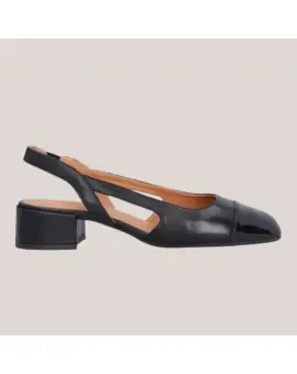 Billi Bi A9436 sko i sort læder med lak snude og sling-back - Sandaler