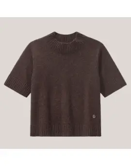 Mie Short Sleeves, Cashmere strik med korte ærmer i brun - BETA Studios
