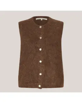 Brook Knit Button Vest, strik i brun - Veste