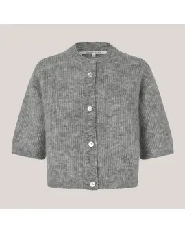 Andrea Knit Rib Cardigan, strik i grå - Cardigan