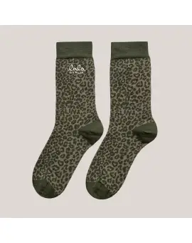 Lala Berlin Strømper i bomulds mix moss green leo print - Accessories