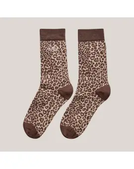 Lala Berlin Strømper i bomulds mix choko brun leo print - Accessories
