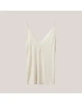 DanillaSW Top i rib med blonde kant i Off White - Sofie Schnoor
