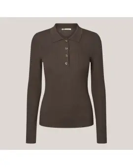 PBOFigga strik bluse i brun med knap ned foran - PBO - Philosophy Blues Original