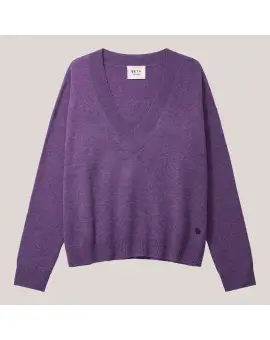 Nanna V-Neck cashmere sweater i lavendel - BETA Studios