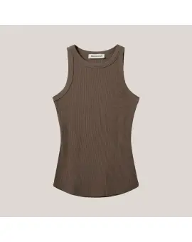 JullieSW Top, Basic tank top i blød rib i Deer Brown - Sofie Schnoor