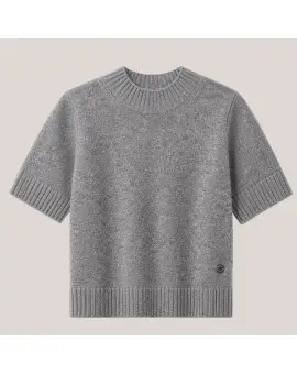 Mie Short Sleeves, Cashmere strik med korte ærmer i Grå - BETA Studios