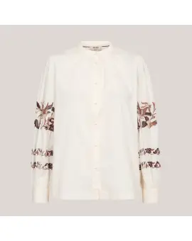 MMNotto Embroid Shirt, hvid skjorte med broderi - UDSALG