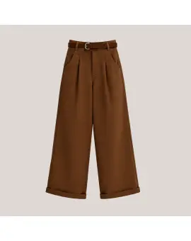 WBLSteffi HW Wide Pant, brede bukser i mørk camel - With Black