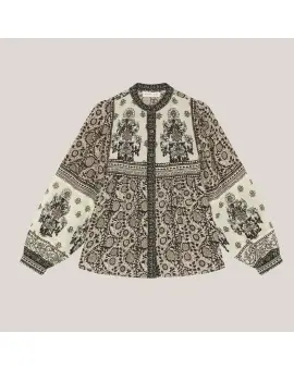 Azar Shirt, skjorte bluse i mønster black and white - Maison Hotel