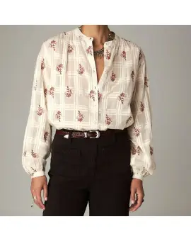 Birdie shirt, skjorte bluse i hvid med røde motiver på - Maison Hotel