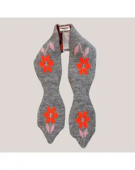 Kioto Jacquard mini scarf i grå og orange - UDSALG
