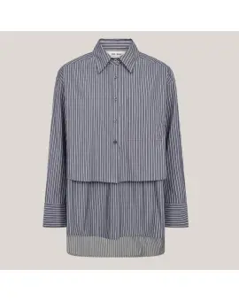 MMBarb Stripe Oversize Skjorte i Mørkeblå - Mos Mosh