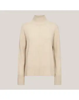 MMAima Cashmere Highneck Strik i Sandfarvet - Mos Mosh