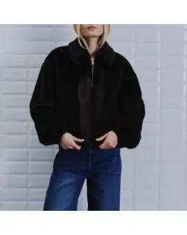 WBL Nohr Faux Fur Jacket, imiteret pels i mørke brun -