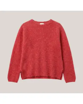 Jersey Knit Sweater, strik bluse i hindbær pink med rund hals - UDSALG