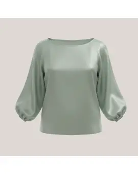 TAM7MBA Sea Grass blouse, top i mint grøn satin - Imperial