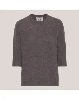 Anna Lady Sleeve cashmere sweater i Walnut brown med korte ærmer - BETA Studios