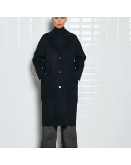 WBL Celine Wool Coat, lang uld frakke i sort - Jakker & Frakker