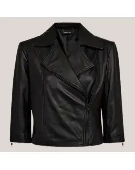 MargoDEP Short Jacket, kort læder jakke i sort - Depeche