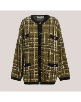 Kannel cardigan strik i khaki tern - UDSALG