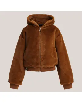Kico vendbar jakke i fake fur - brun - UDSALG