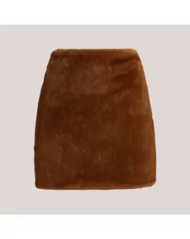 Kabocha nederdel, vendbar fake fur nederdel i brun - UDSALG