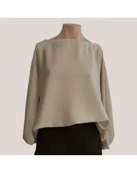 TAM7MBA Marmo blouse, top i cream satin - Imperial