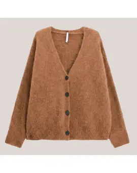 M734726080 Beige knit, camel brun strik cardigan - Imperial