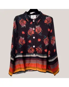 MW Tian shirt, viscose skjorte i sort med mønster - Skjorter & Bluser