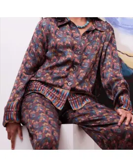 MW Holly pants, viscose bukser i brun mønster - Bukser