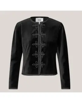 Jolina Jacket, Velour selskabs jakke i sort - Blazer