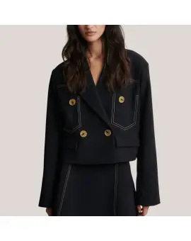 Aletha Cropped Blazer, kort jakke i sort -