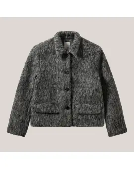 EllySW Short Blazer i grå uld kvalitet - Blazer