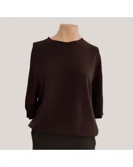 M3025949 Dark Coffee blouse, tynd viscose strik i mørkebrun - Imperial