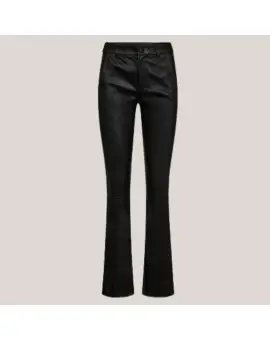 KiriDEP MW Boot Cut Pants Full Length, læderbuks i sort -