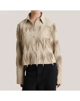 Dancing Cropped Shirt, skjorte med fryns detalje i cream -