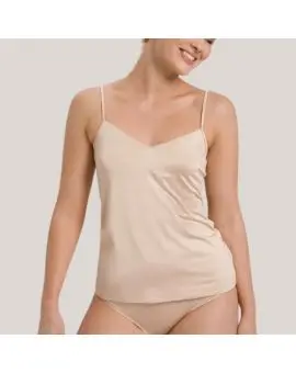 Spaghetti top - Satin Deluxe, top i satin i cream - Lingeri