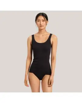 Tank Top - Cotton Seamless - Bomulds top med brede stropper i sort - Lingeri